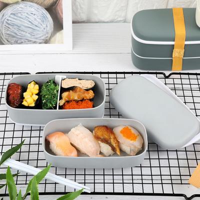 2 Layers Storage Container Microwave Oven Food Box Student Lunch with Chopsticks