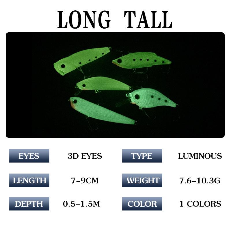 Long Casting Bass and Pike Special Lure Set with Night Glow Hard Bait and Small Fat PencilVIBMinobo Bionic Artificial Bait Fishi