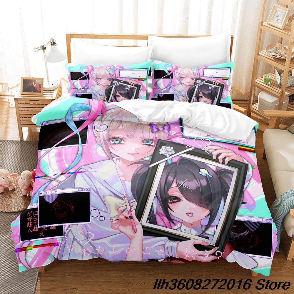 NEDY GIRL OVERDOSE Beding Set Single Twin Ful Quen King-Sized Dimensionsd Dimensions Bed Linen Set Adult People Kid Bedrom Thre-piece Suits Anime