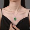 925 Sterling Silver Temperament Retro Round Green Full Diamond Zircon Necklace Wedding Anniversary Anniversary Party Gift
