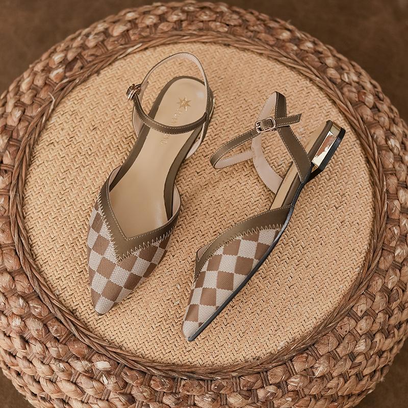 

2025 autumn new French style not tired feet single shoes bag head breathable rear empty fashion shoes fashionable outer flat shoes 35