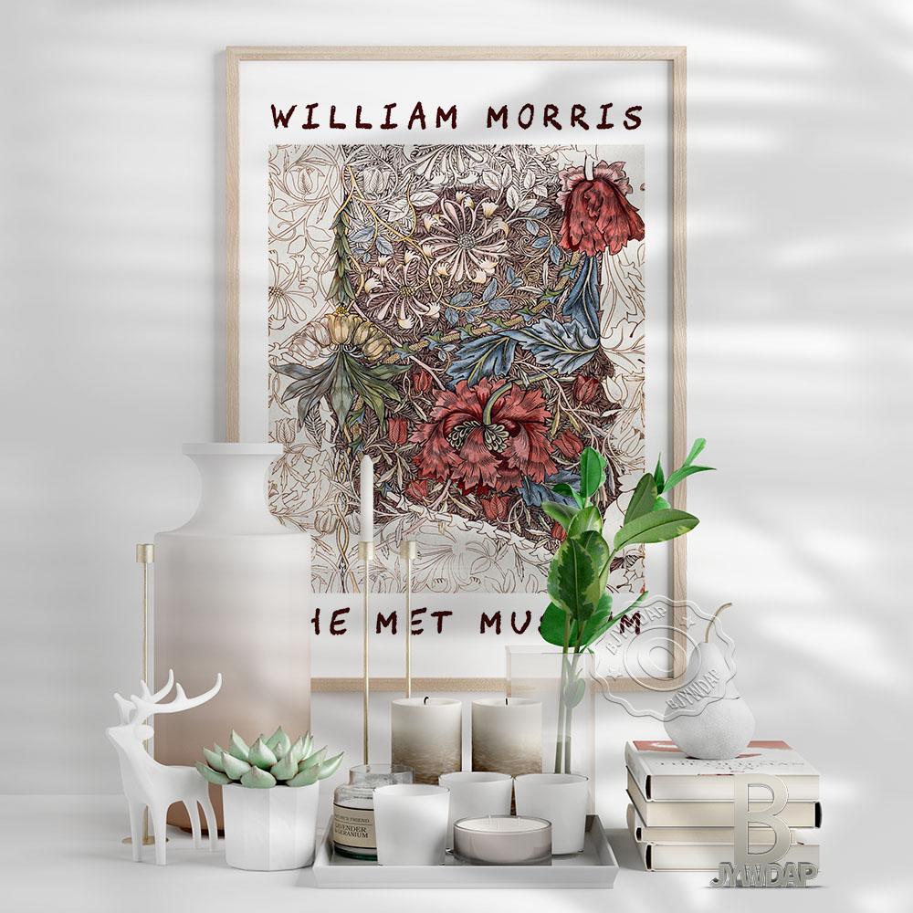 Nordic William Morris The Met Museum Exhibition Poster,  William Morris Floral Vintage Art Canvas Painting, Plant Pattern Home Wall Decor No Frame