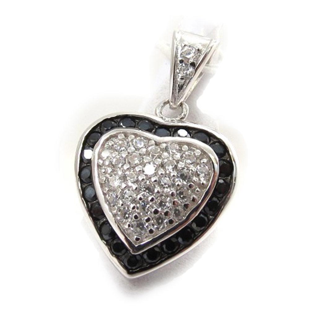 Les Trésors De Lily [J9548] - Pendentif Argent 'Love Divine' noir blanc
