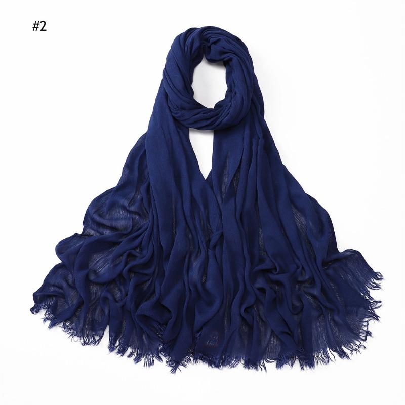 % Rayon Pleated Solid Color Human Cotton Two-end Beard Bag Headscarf Female, New Breathable Soft Scarf