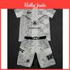 Mens Printed Letters And Tshirt Shorts 2 Piece Set Summer Casual Outfit For Mens And Womens Clothing Top