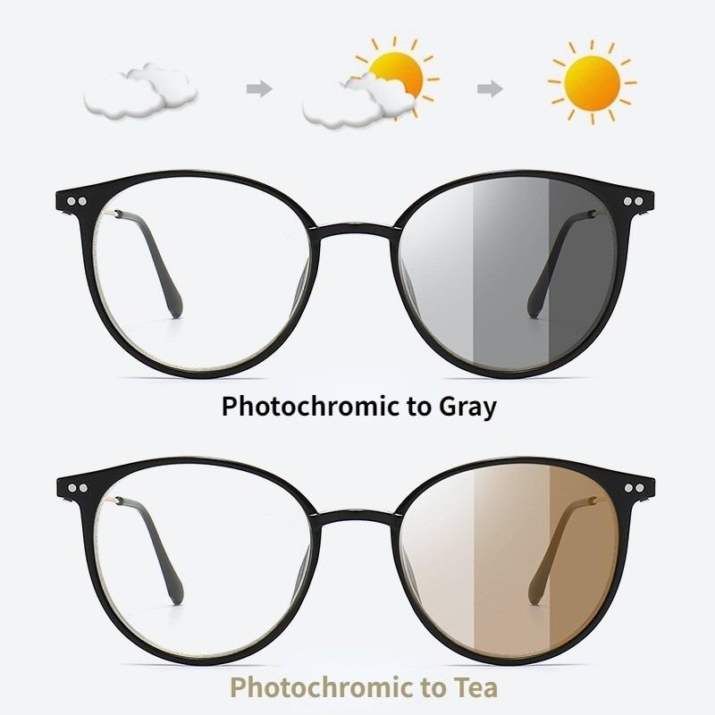 2PCS Photochromic Anti Radiation Glasses Metal Frame Computer Glasses Anti Blue Light Eyeglasses for Woman/Man