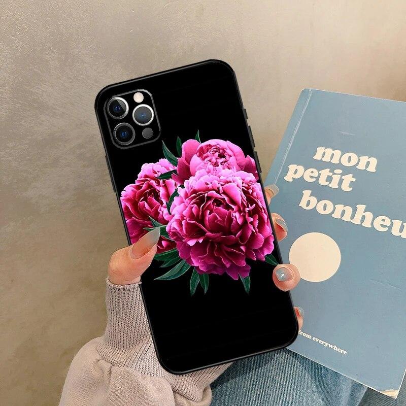 Różowa fioletowa piwonia etui na telefon iPhone Samsung Galaxy Redmi Xiaomi Oppo OnePlus Note SA 7 8 9 10 11 12 13 14 20 21 22 23 53 54 Pro Max Plus Ultra