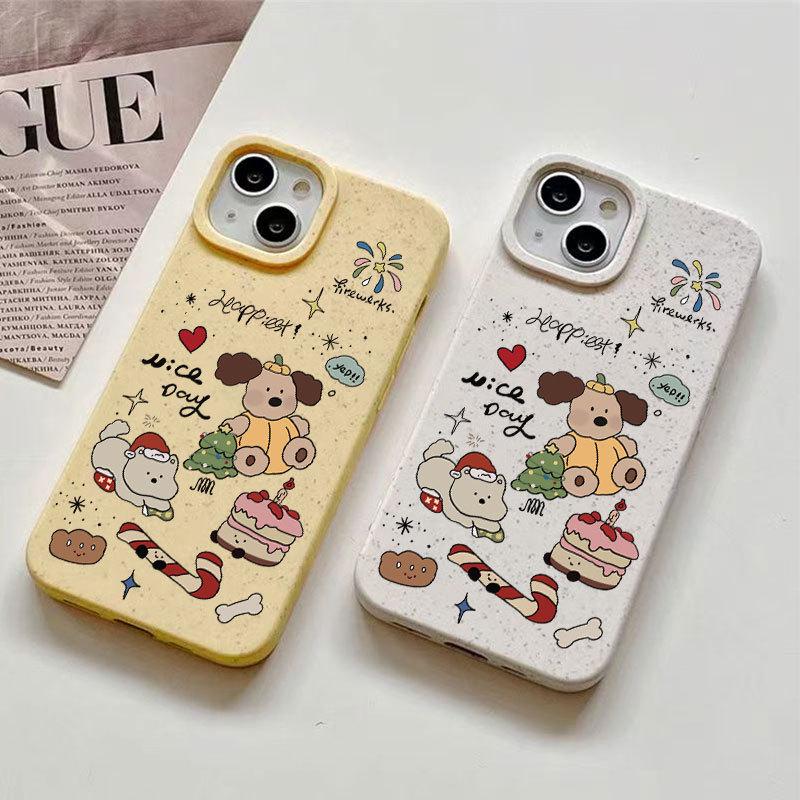 Christmas Puppy Frosted Phone Case for iPhone 16 Pro/15/XS/XR – Drop-proof Protection