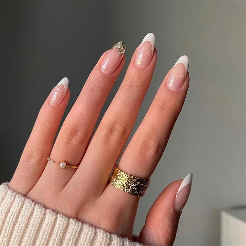 24Pcs Removable Ballerina Fake Nails Almond Shaped Press On Nails For Women Girls Nail Art Decoration