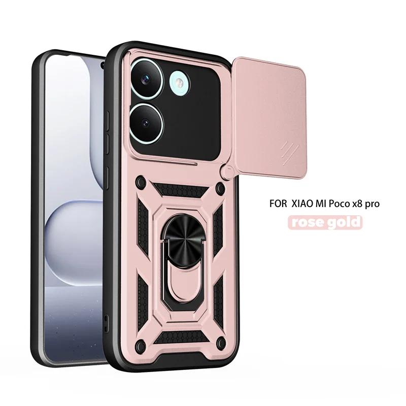 Funda For Xiaomi Poco X8 Pro 5G Case Armor Slide Lens Protector Ring Stand Back Cover For Pocco Poko Little X8Pro PocoX8pro Capa