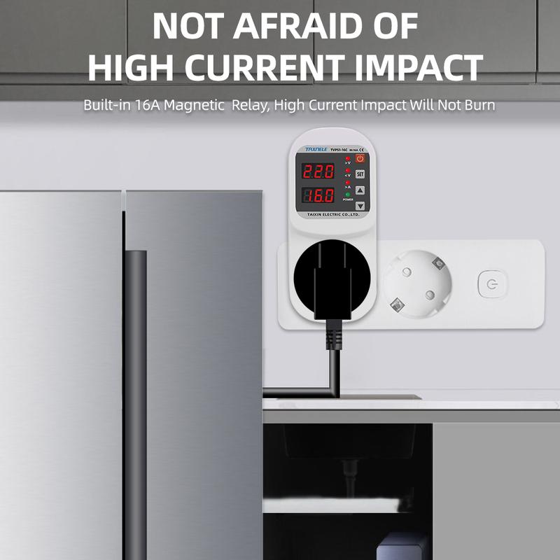 Automatic Voltage Current Protector Socket AC 220V 110V Adjustable 16A Power Surge Protector EU Plug Socket Safe Protect