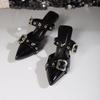 Punk Goth Metal Buckle High Heels Women's Sandals Summer  Pointed Toe  Party Shoes Fashion Womens Pumps Shoes