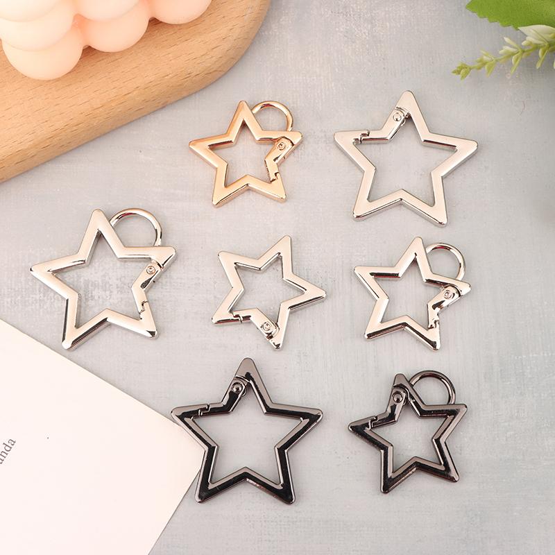 Hollow Star Shaped Spring Clasp Metal Carabiner Keychain Bag Clip Hook Dog Chain Buckle Connector Diy Jewelry Making Accessories