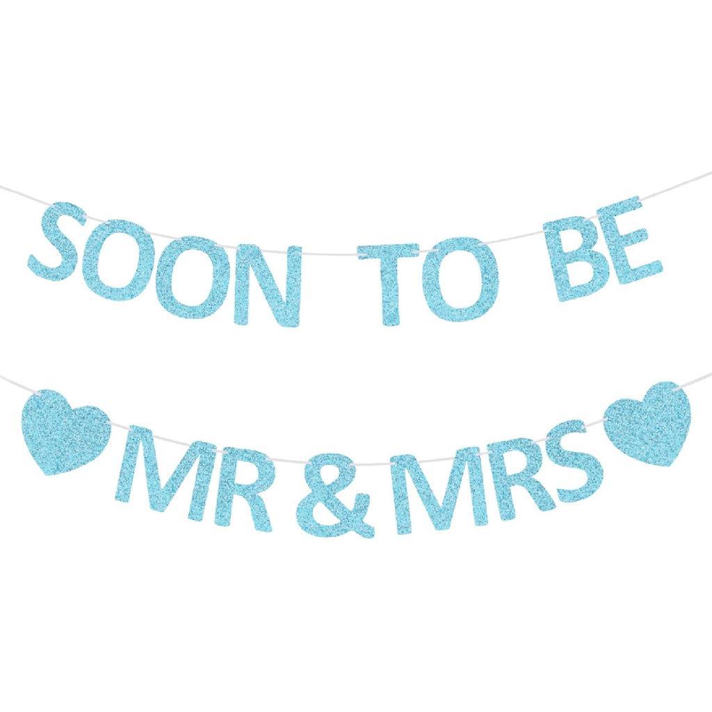 Mr & Mrs Banner Pre-strung Soon To Be Mr and Mrs Sign Glitter Engagement Banner for Bridal Shower Wedding Engagement Bachelorette Party Decorations
