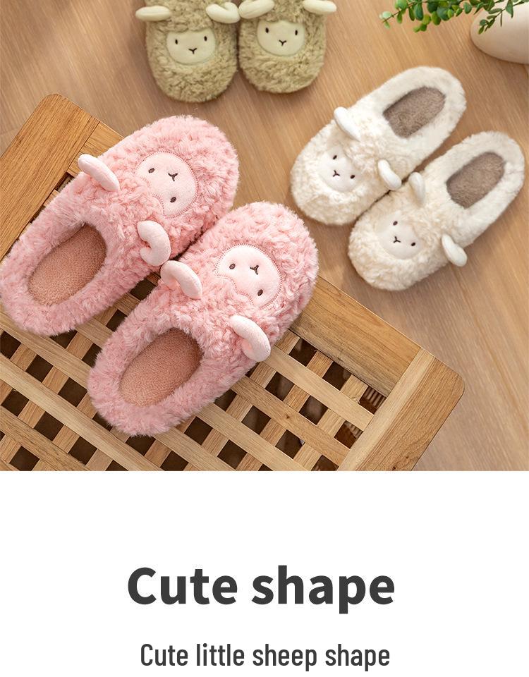 Damen Winter Baumwollpantoffeln - 2024 Niedliches Schafwoll-Plüsch, Weiche Sohle, Innen-/Außenbereich