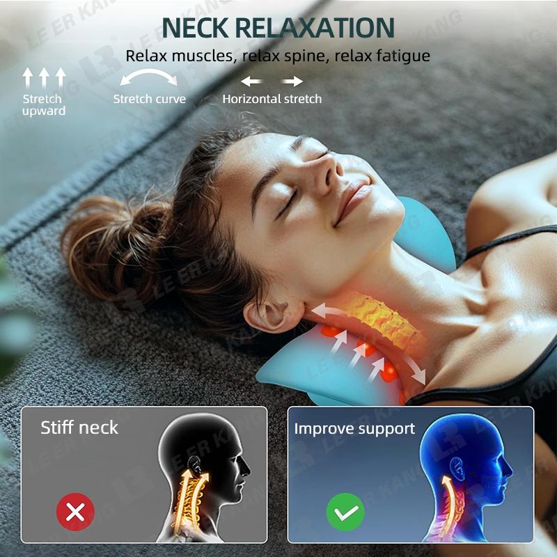 Sleep Pillow Cervical Traction Device Red Light Hot Compress Neck Shoulder Massage Cushion Relax Neck Muscles