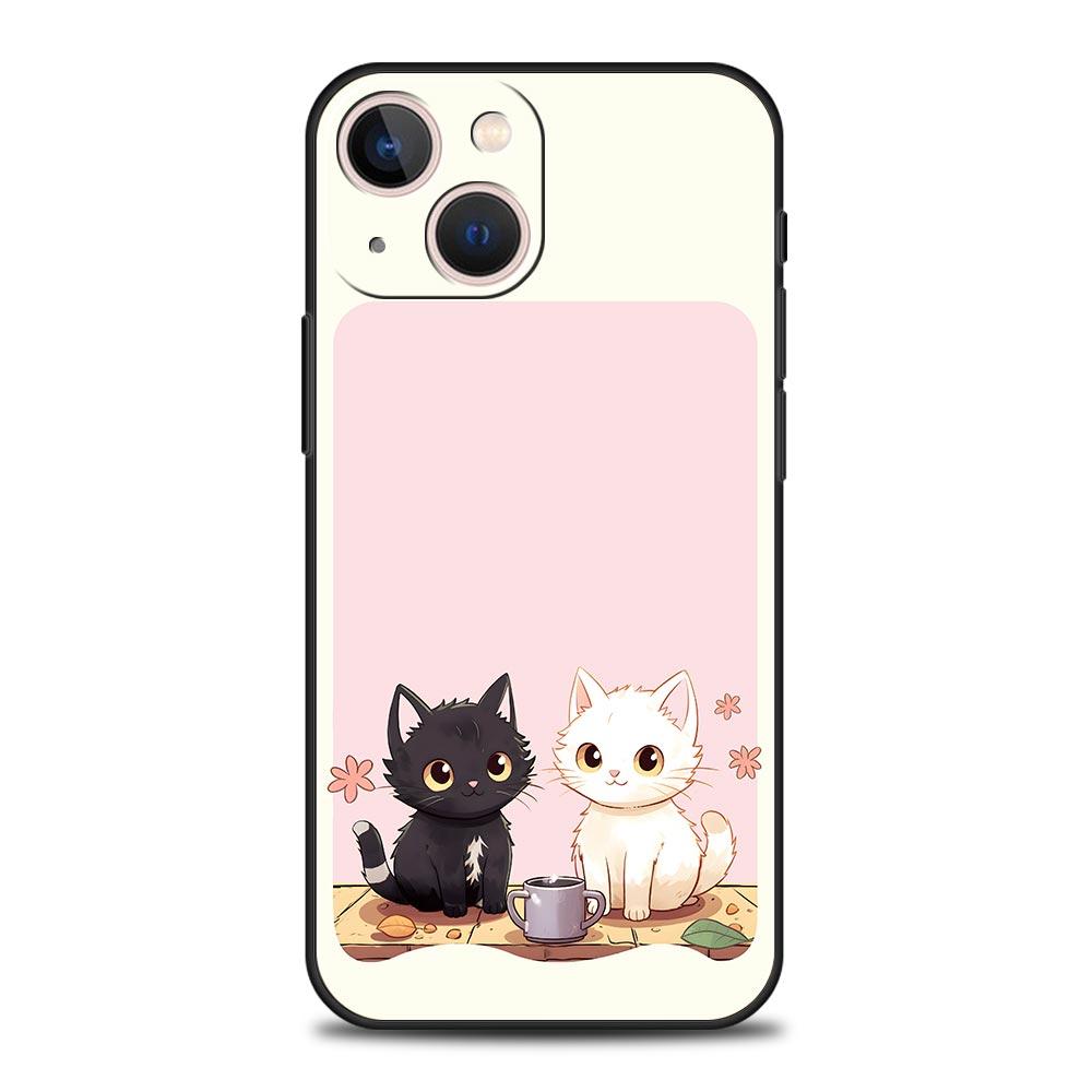 Cute Cartoon Black Cat Phone Case For Samsung Galaxy S26 S25 S24 S23 S22 S20 Ultra S21 FE 5G S10 Plus TPU Shockproof Cover