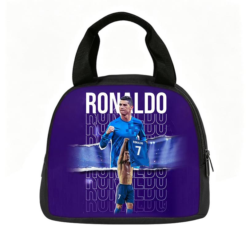 Learn, Travel Handbag Insulated Lunch Bag Reusable Ronaldo Lunch Box Football Star Student Bento Food Container Bags