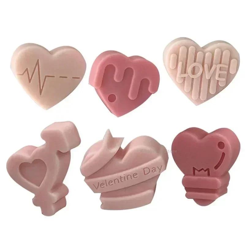 Pink Color Handmade Molds Creative 6-grid Multi Love Silicone Mold Romantic Valentine's Day DIY Chocolate Candy Molds Accessory