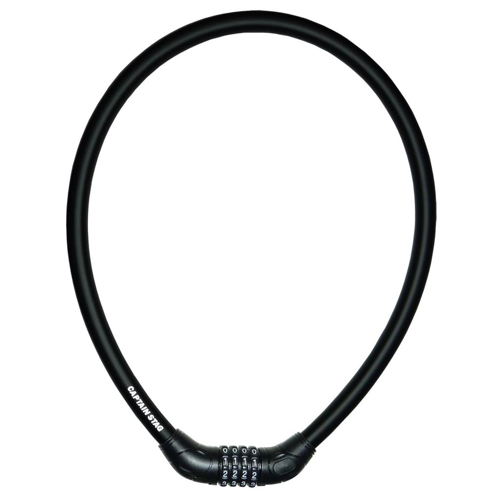 Captain Stag Bicycle Extra Thick Wire 90cm Wire Adjustable Lock, 4-Dial Lock, Length/18mm Diameter/103cm Circumference, Dial, Straight, Black, Y-4299