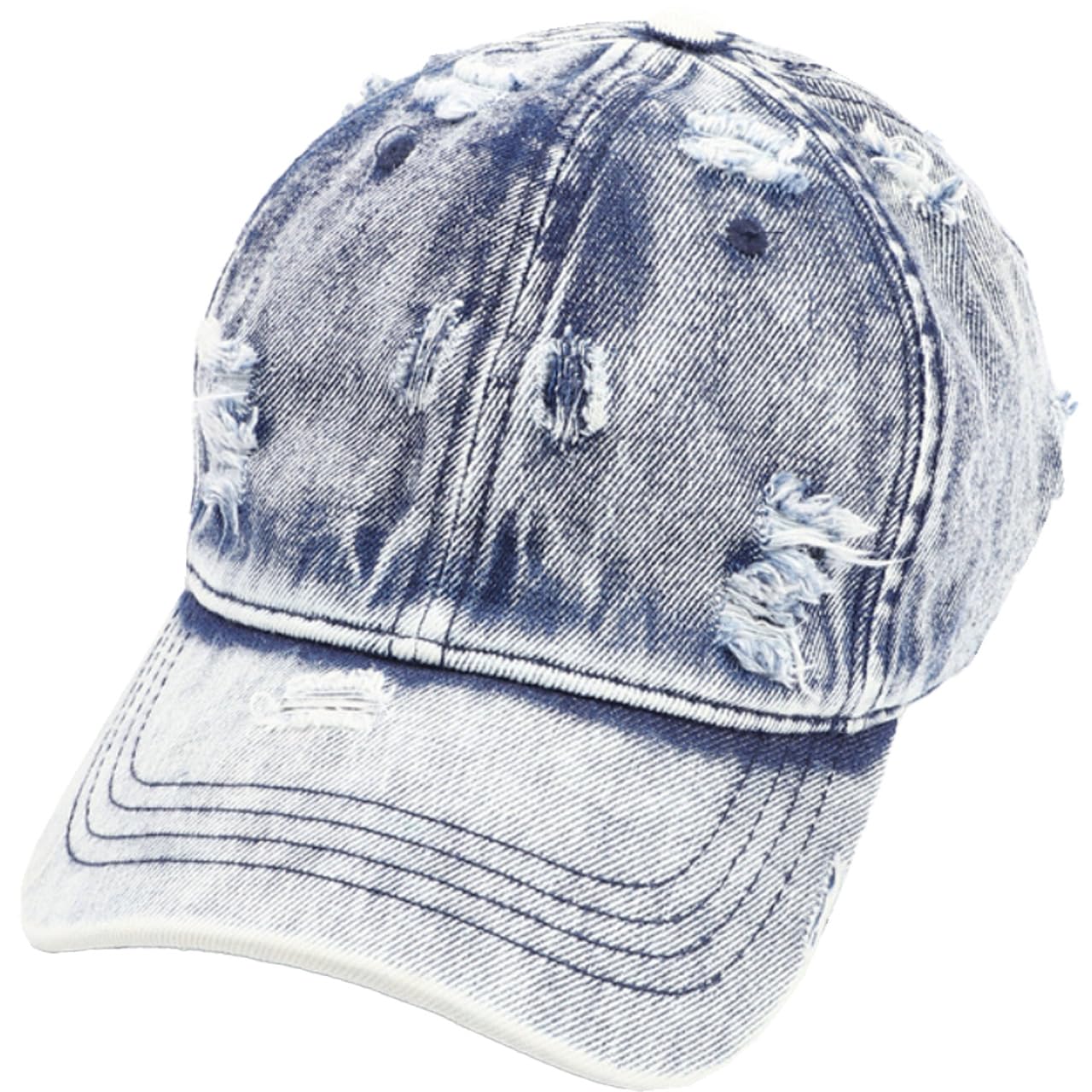 

Hat Cap Cool Denim Casual Vintage Distressed CZ510 [White Fang] Men s Women s (Navy)