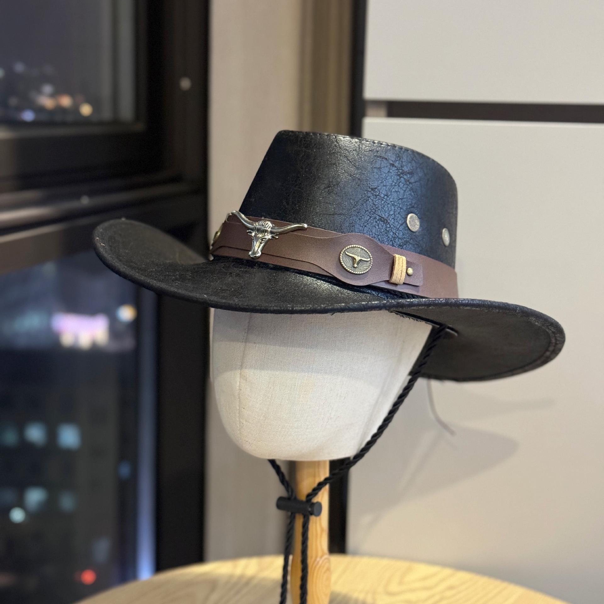 

Vintage American-style cowboy hat for men and women, suitable for spring and summer outdoor travel, sun protection, large brim, distressed denim hat Adult54-60Average Size