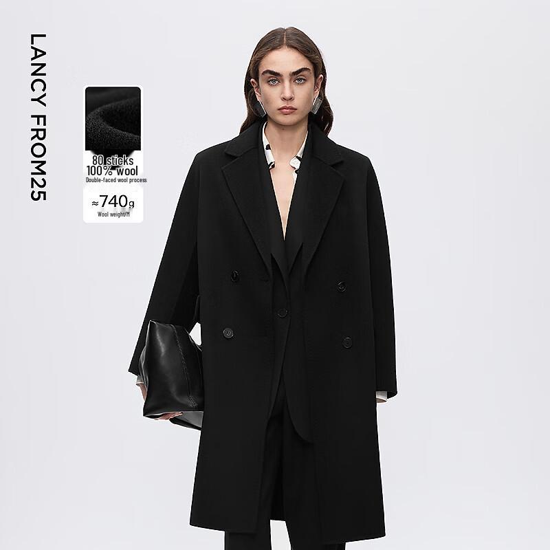 

LANZZI Wool Stand-Collar Longline Coat L