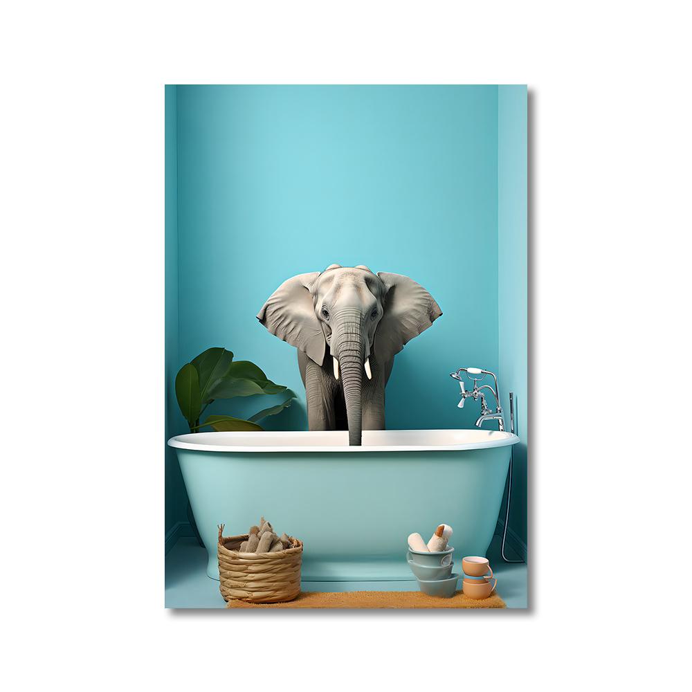 Funny Animals Toilet Canvas Painting Prints Gorilla Elephant Cat Dog Wall Art Poster Picture for Bathroom Room Home Decoration