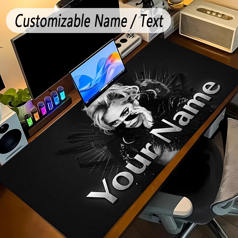 Large Mouse PadLady Gaga Custom Name Text Personalized Desk Mat Non Slip Gaming Pad