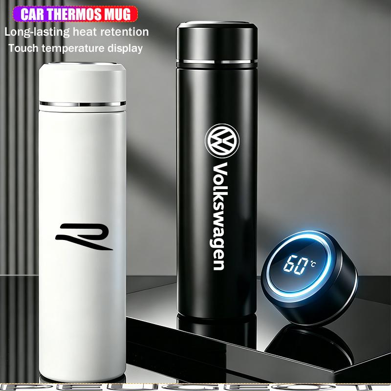 500ML Car Vacuum Cup 304 Stainless Steel Thermos Flask For VW GTI Polo Golf Passat B6 Tiguan Arteon CC Taigo Caddy Jetta Hub Cap