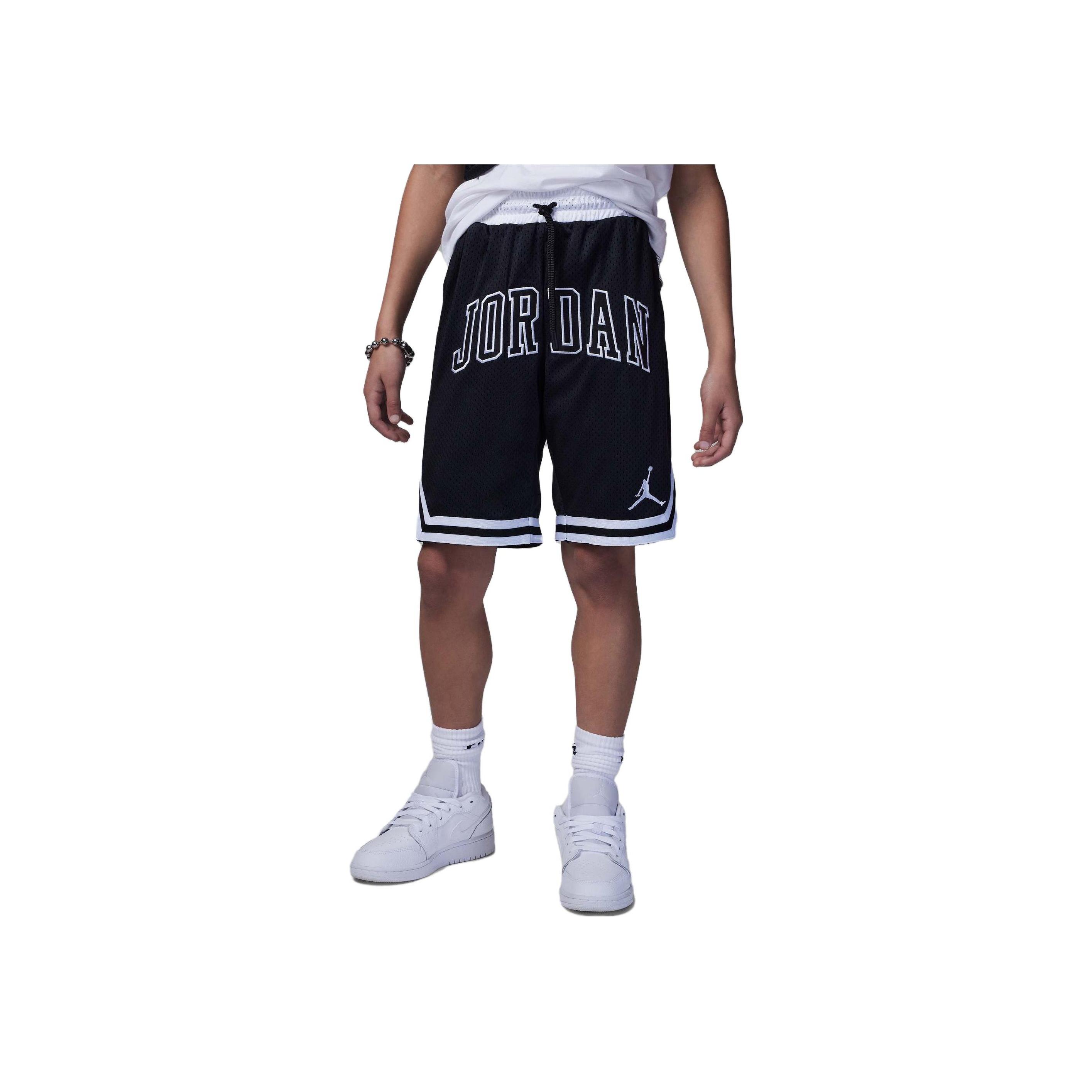 

Jordan Свободные прямые детские шорты с принтом логотипа и алфавита в полоску, детские штаны черного цвета FQ0611-010 XL