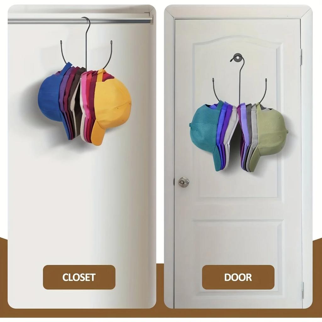 Multi-Functional Stainless Steel 1pc Hat Rack - Durable Hanging Hat Organizer Hooks, Space-Saving, Holds 20+ Baseball Caps