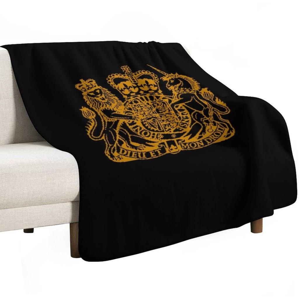 Elizabeth II Royal Coat of Arms Emblem Throw Blanket Year Round Soft Comfortable Blanket for Home