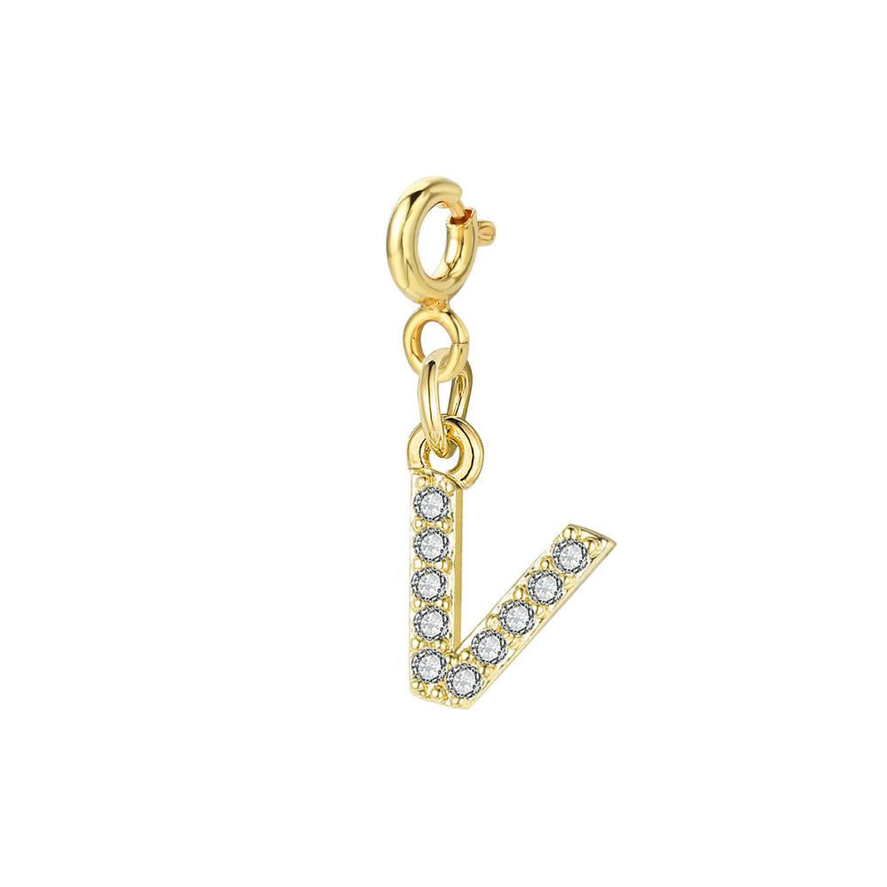 Trendy Gold Color Micro-inserts Zircon Alphabet Charm DIY Making Letter Pendant Necklace Bracelet Accessories Fashion Jewelry
