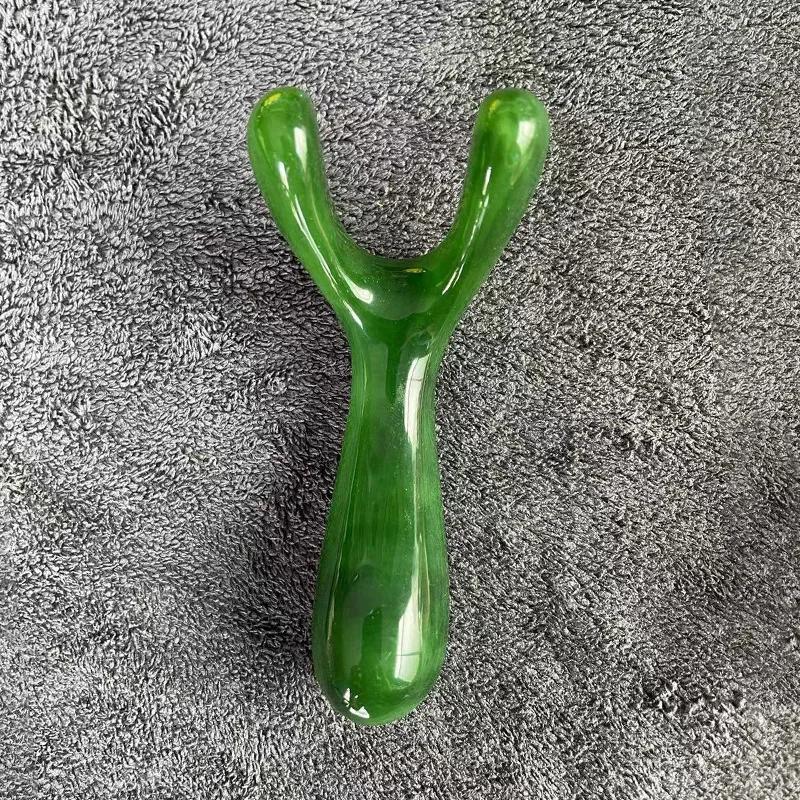 Pedra de resina para lifting facial, guasha, raspagem facial, garfo em forma de y, placa de massagem, ponto de gatilho, massageador de nariz