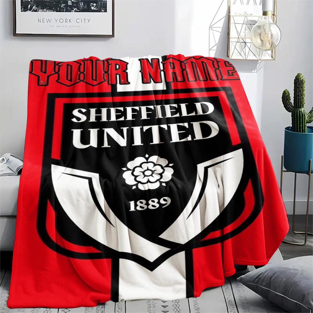 1PC Custom Name Sheffield United FC Patterned Flannel Blanket Suitable For All Seasons for Home Decor Warmth and Comfort Gifts Holiday Present