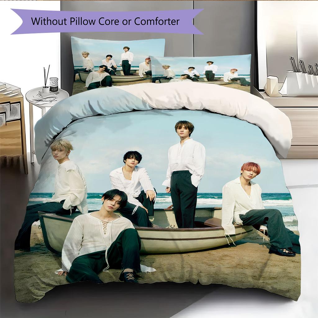 TXT Pattern Bedding Home Decoration Birthday Gift ( 1 duvet cover + 2 pillowcase, without core),fan merchandise.