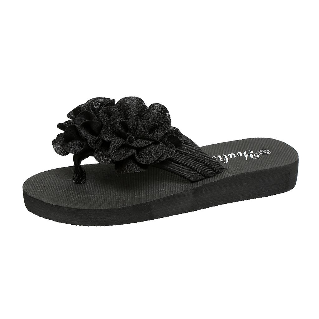 Fashion Women Slippers Flower Decoration Casual Flat Slippers New Summer Sandals Outdoor Beach Shoes Women Flip-flops Home Slides Women