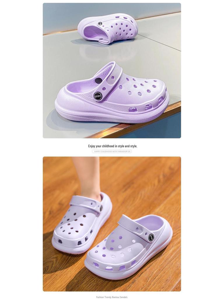 Kids' Summer Clog Sandals: Boys' & Girls' Non-slip, Thick-soled, Closed-toe Beach Slippers for Outdoor Play