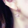 Purple Gold Hollow Flower Brushed Earrings Personalized Design Rose Gold Plated Ear Jewelry