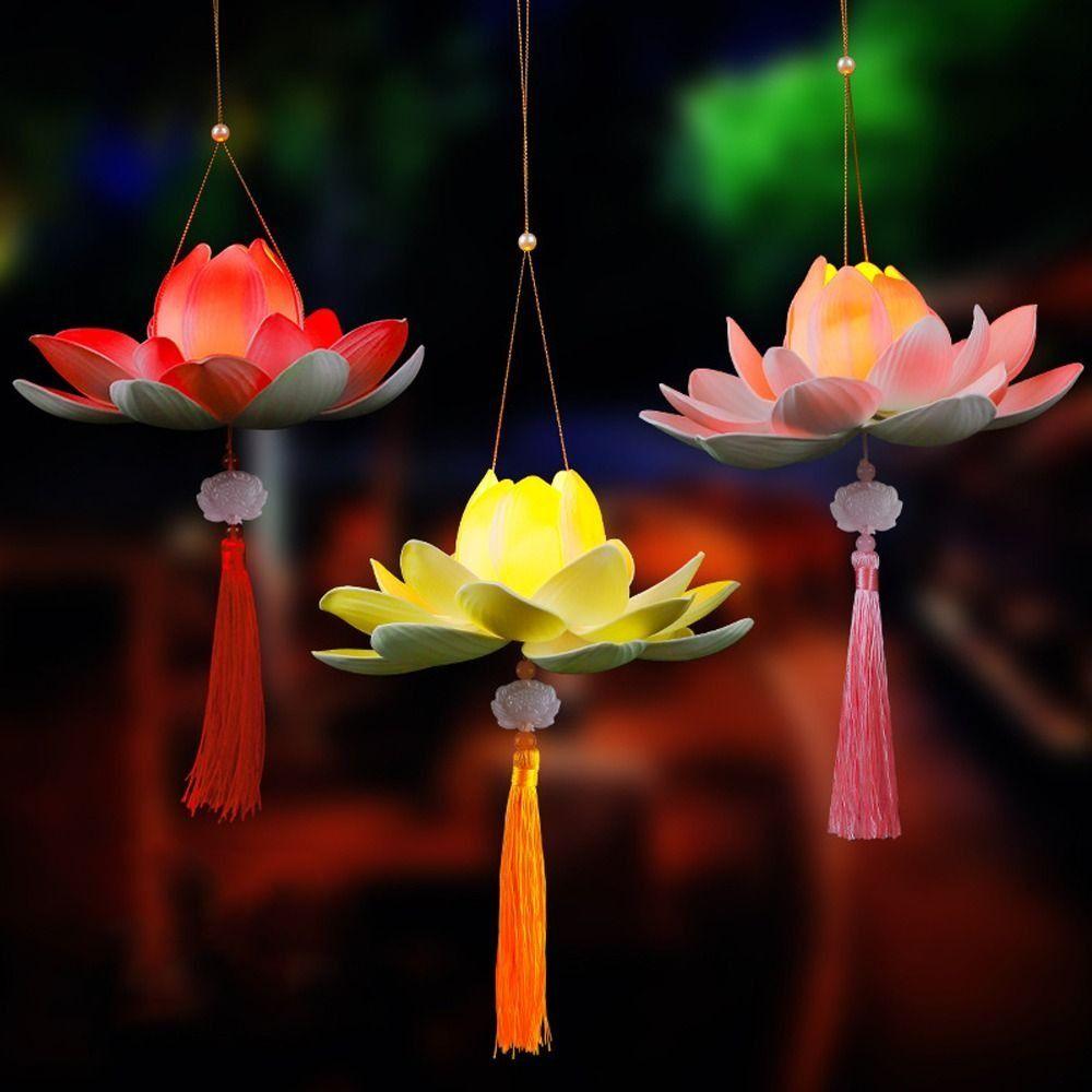 Lotus Flower Middle Autumn Festival Lantern 3D Mid Autumn Lotus Lantern  Children