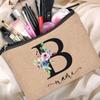 Personalized Linen Makeup Bag Able Women's Travel Shopping Beauty Portable Single Party Decoration Gift