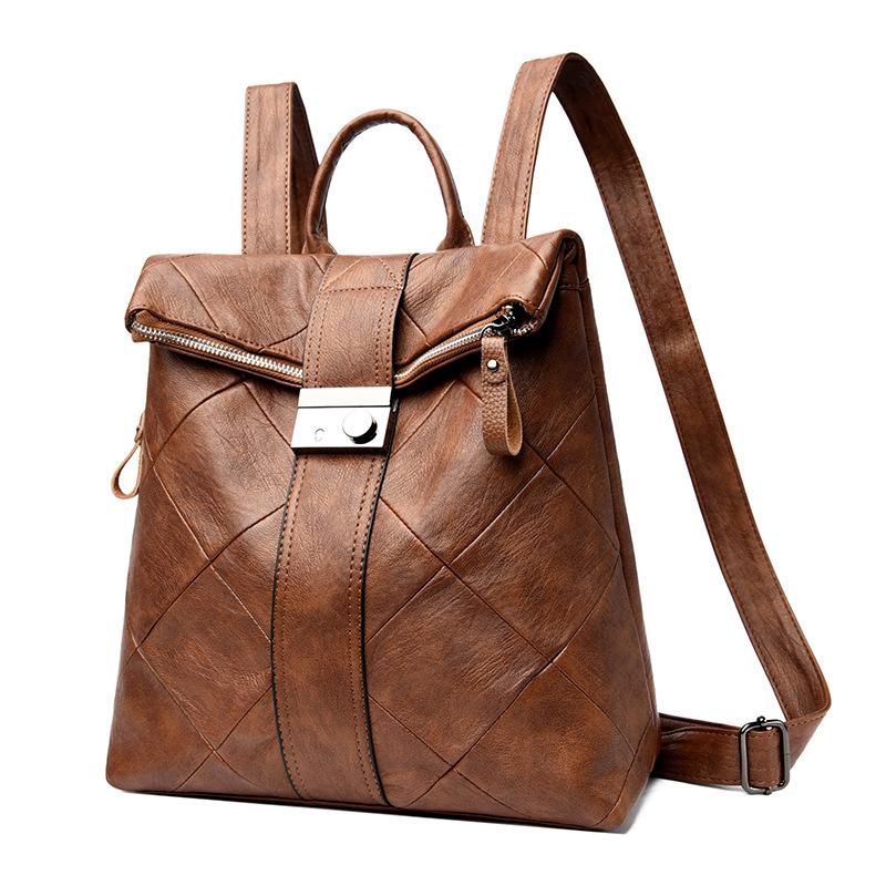 Dual Shoulder Bag, Stylish Patchwork Backpack, Women's Anti-theft Handbag, Student Schoolbag