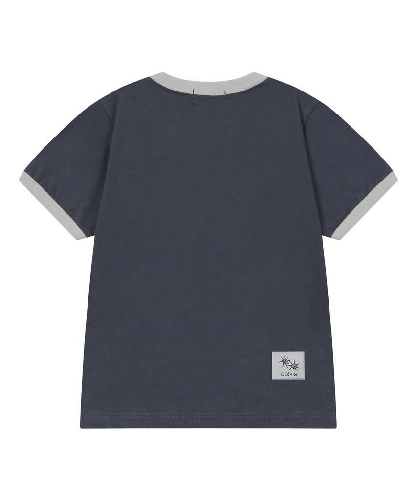 Koiliseu Hotaru Lettering Color Block Ringer Short Sleeve T-Shirt (2 Colors)