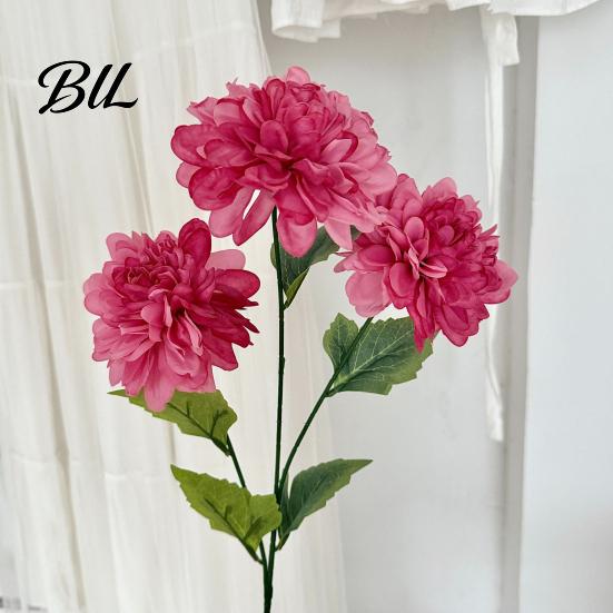 Silk Floral Arrangements Artificial 3 Head Dahlia Flowers, Realistic Fabric Arrangement, Long Stem Fake Dahlias Adjustable Flowers for Home