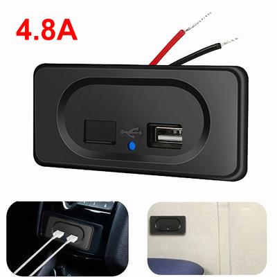 Doppel-USB-Autoladegerbuchse 4,8A 3,1A 12V/24V USB-Ladegerätauslass Panel Netzteil Panel für LKW Wohnmobil Wohnwagen Zubehör