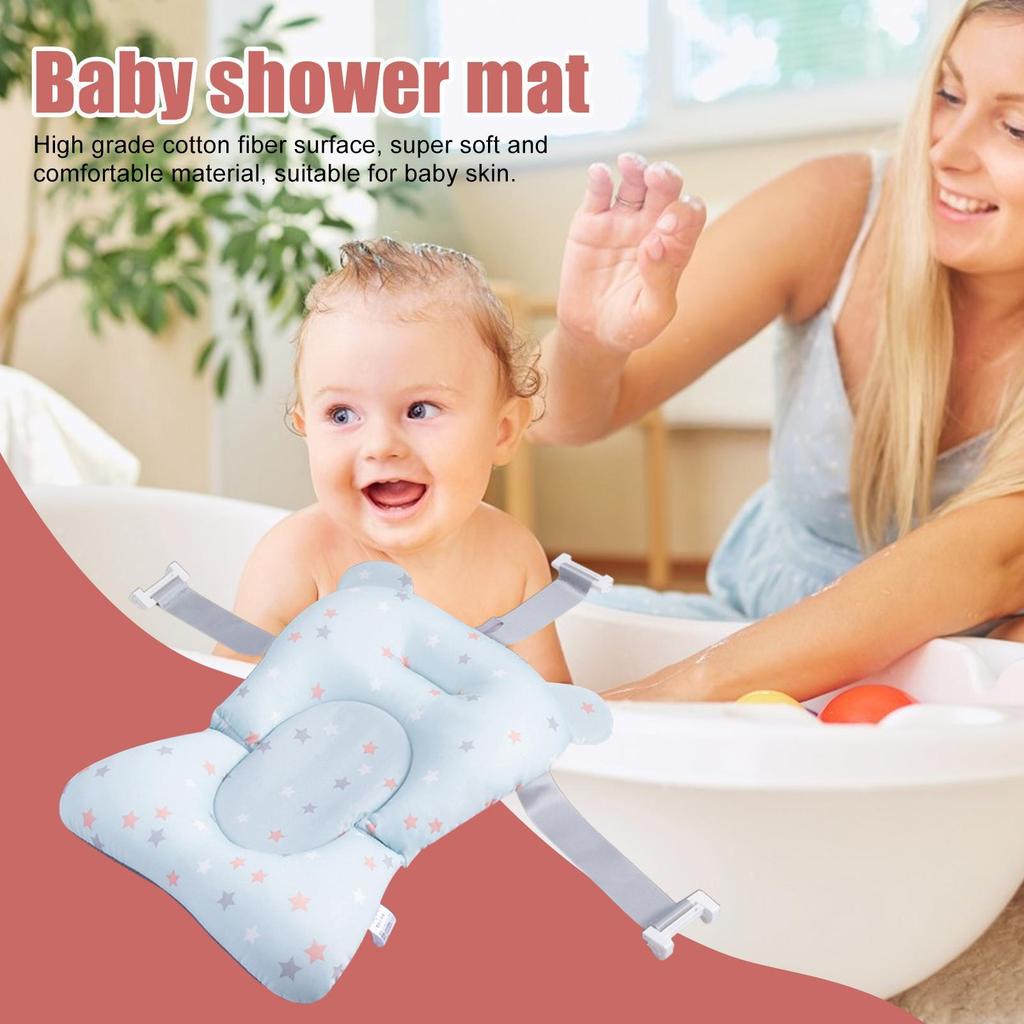 Baby Bath Cushion For Tub Adjustable Anti-skid Support Pillow For Bathtub Baby Care Supplies NewbornEssentials With Buckles And