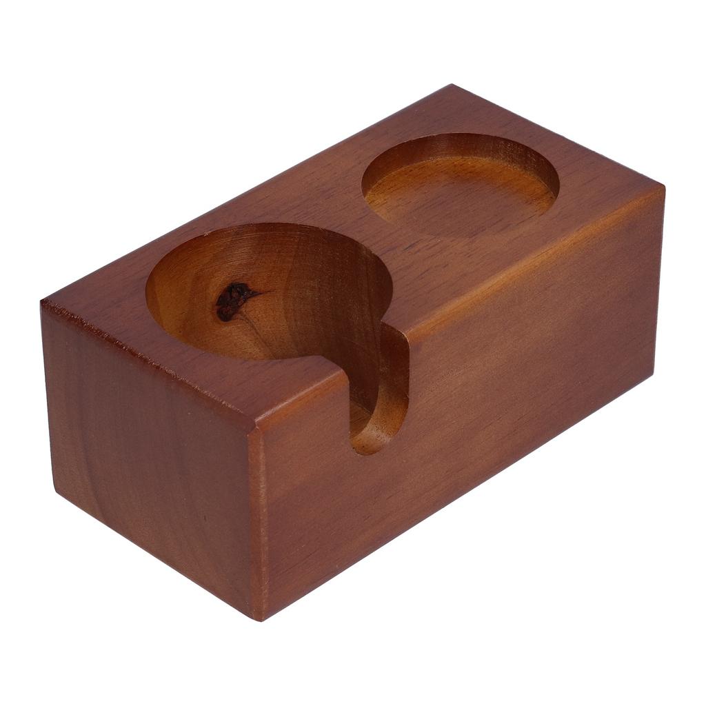 2 Hole Coffee Tamper Holder Beech Coffee Handle Mat Pad Stand for Home Restaurant(BuiltIn )
