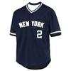No.2 Maglia da Baseball Stampa Lettere New York Maglietta da Baseball Vestibilità Larga Traspirante Scollo a V Manica Corta Abbigliamento Sportivo Retrò