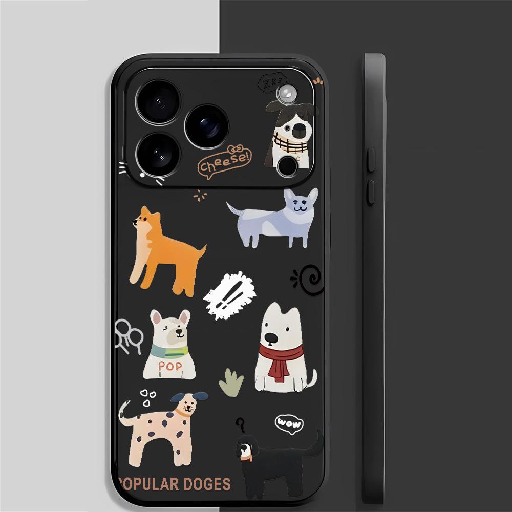 

Cartoon Dog Soft Silicone Case For Iphone 15 Air 16E 17E Air 11 12 13 14 Plus 16 17 Pro Max Cover Case Bumber iphone 13 чорний